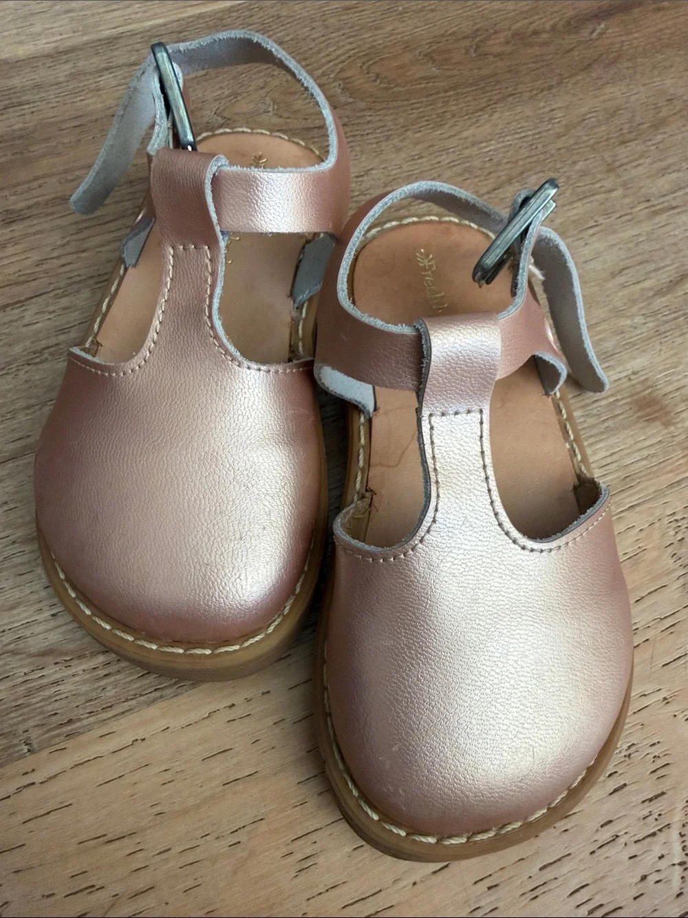Freshly Picked Rose Gold Leather Baby Walker Sandals
